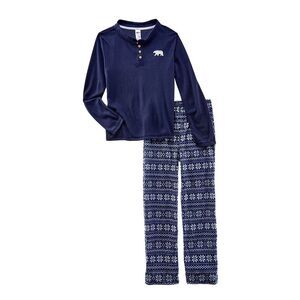 Only Boys Baby-Boys 3Pc Cozy Toe-Zy Henley Pajama Set, Black